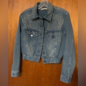 ALICE & OLIVIA Chloe Studded Denim Jacket In Vintage Wash Size XS